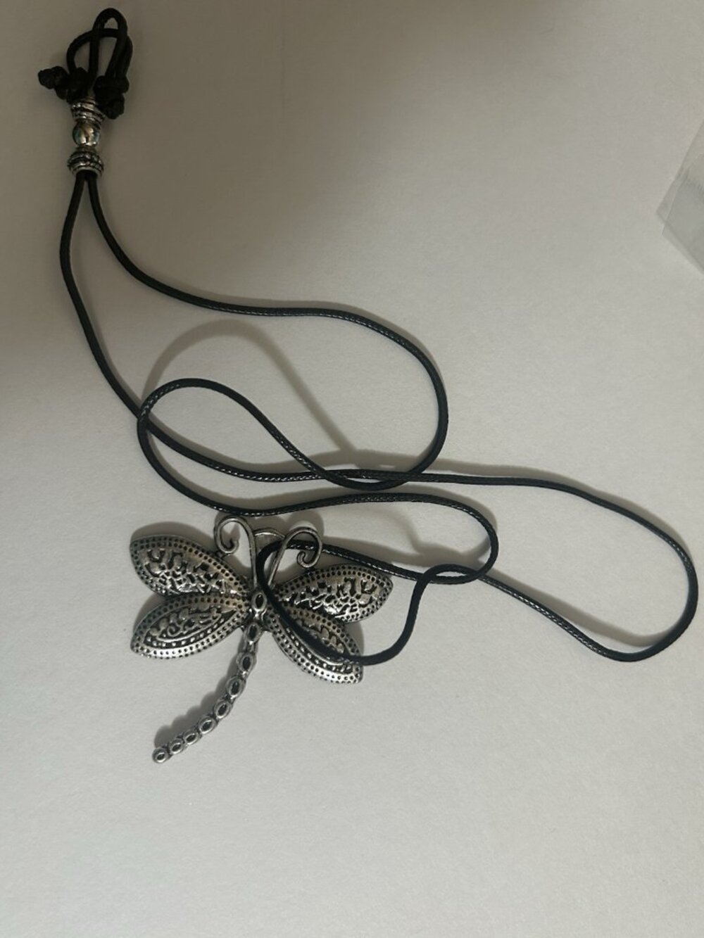 Dragonfly Necklace Charm With Long Cord Necklace Unique Celtic Mythical Charm